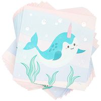 Narwhal Party Napkins for Kids Birthday and Celebrations (5 x 5 in, 50 Pack)