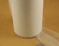 6" Glitter Sparkle Quality Tulle Roll 25 Yards Light Ivory
