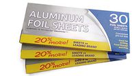Aluminum Foil Pre-Cut Wrap Sheets (Bonus Turkey Oven Bag) Baking Oven Leftovers Cover No Cutting Or Tearing, 30 Sheets 13.39" x 10.75" Pack of 3 (90 Sheets Total)