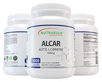 NutraBulk Premium Acetyl L-Carnitine (ALCAR) 500mg Capsules - 1000-Count.