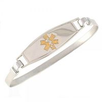 Women's Medical Alert ID Bracelet - Bangle, Custom Engraving Included, Stainless Steel - Gold, Size S/M