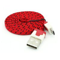 Selna RED 3ft Premium Braided Flat Micro USB Cable Data Sync Wire for Verizon LG Transpyre - Verizon LG Vu 3 - Verizon Motorola Droid 3 - Verizon Motorola Droid 4 - Verizon Motorola DROID MAXX - Verizon Motorola DROID Mini - Verizon Motorola DROID RAZR