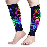 BLongTai Colorful Skull Calf Compression Sleeve Men Womens Running Leg Sleeve for Shin Splint Muscle Pain Relief (1 Pair)