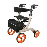 GYZ GY Elderly Walker, Shopping Cart Folding Portable Trolley with Handbrake and Seat Plate Assisted Walking, Medical Supplies (Color : Champagne Gold)