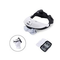 LED Head Mount Magnifier with Light, Professional Jewelers Magnifying Glasses Bracket and Headband are Interchangeable Repair Loupe for Close Work
