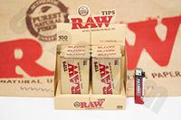 Bundle - 2 Items - Full Box 6 Tins(100 Tips Per Tin) Of AUTHENTIC Raw Rolling Paper Pre-Rolled Tips And Patriot Lighter
