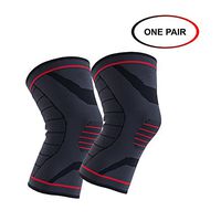 DEERU Elite Knee Compression Sleeve, Support (Dark Gray 1 pair, Large)