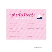 Andaz Press Pink Girl Nautical Baby Shower Collection, Games, Activities, Decorations, Predictions for Baby Cards, 20-Pack