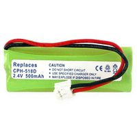 500mA, 2.4V Replacement Ni-MH Battery for Vtech LS6125-4 Cordless Phones - Empire Scientific #CPH-518D