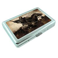 Medieval Times Knight Middle Ages S4 Silver Cigarette Case Metal Wallet Id Holder King & 100's 4" X 2.75" RFID Protection