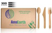 300pieces 100% Eco-Friendly Biodegradable Cutlery Set (100 Forks | 100 Spoons | 100 Knives) - Durable Disposable Utensils