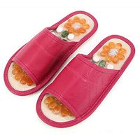 Female Health Care Shoes, Cobblestone Massage Slippers, Natural Jade Acupoint Health Care Foot Sole Pedicure Shoes Sandals (Color : Black, Size : 39-40)