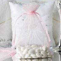 A&S Creavention Basic Elegant Organza Drawstring Jewelry Pouches Bag Party Wedding Gift Bags 6x9 Inches (60pcs, Pink)