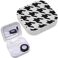 Portable Contact Lens Case Box Travel Kit Mirror + Bottle + Tweezers Container Holder [ Houndstooth Black ]