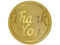 Pack Of 250, 1-1/2" Diameter Thank You Gold On Gold Round Foil Seals Made In USA for gift baskets & wrapped gifts