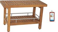 AquaTeak Patented 30" Grate Teak & Stainless Shower Bench with Shelf & AquaTeak Premium Teak Oil