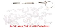 SOOLALA 24 Pairs with 1 Mini Screwdriver Eyeglass Nosepads Glasses Repair Replacement Parts