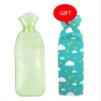 500ML 1000ML 2Sizes Available Long Style PVC Hot Water Bottle Hot Water Bag for Pain Cold with Cover Large Size (Color : Green, Size : 500ML)