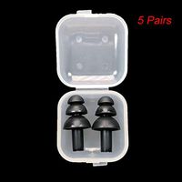 5 Pairs Earplugs for Sleeping Noise Reducing Ear Plugs Silicone Ear Plugs Noise Cancelling Plugs for Swimming Waterproof Black