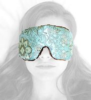 Weighted Sleep Eye Mask Pillow Handmade by Candi Andi - Adjustable Strap - Travel - Flax Seed Filled - Lavender Scented or Unscented - Satin Brocade and Crushed Velvet - Blue Lagoon - TEMLF-BL