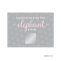 Andaz Press Girl Elephant Baby Shower Collection, Games, Activities, Decorations, Baby Scratch Off Winner Game Cards, 30-Pack