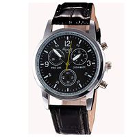 Fxbar,Luxury Cool Mens Watches Round Dial Case Leather Band Digital Sports Watch Business Wristwatch (Black)