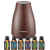 URPOWER Classical Essential Oil Diffuser with 6 Bottles 100% Pure Essential Oils, Gift Set Aroma Cool Mist Humidifier with 7 Color LED Lights Changing for Home, Office, Aromatherapy