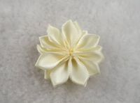 30pcs Double Satin Flowers Appliques Craft Wedding Party Sewing Decoration Upick (Beige)