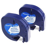 Replace DYMO LetraTag Refill 91331 Label Tape Black on White Plastic Label Tape, 1/2 Inch 12mm Compatible with DYMO LetraTag Label Makers LT-100H (Plus) LT-100T(Plus) QX50, 13 Feet(4m), 2-Pack