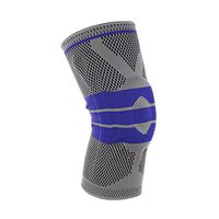 DAVEVY Sports Kneecap High Compression Silicone Knee Padded Support Sleeve Breathable Anticollision Basketball Fitness Running Cycling (M,Grey blue)