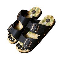 ADAHX 1 Pair Acupoint Massage Slippers Acupressure Jade Stone Massage Slipper Foot Massager Shoes Reflexology Sandals for Men Women,Black,39/40