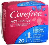 Carefree Acti-Fresh Body Shape Pantiliners Regular Unscented - 20 Liners, Pack of 3