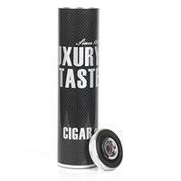Carbon Fiber Wrapped Aluminium Metal Cigar Case Box Tube Humidor with Hygrometer for 3 Cigars (Black)