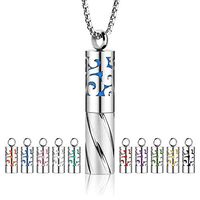 RoyAroma Aromatherapy Essential Oil Necklace Cylindrical Stainless Steel Pendant Fashion Design Come with 10PCS Felt Bar