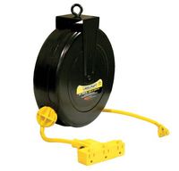 Reelcraft LD2030-143-9 Spring Driven Cord Reel with 30-Feet of 14/3 Cord and Triple Outlet