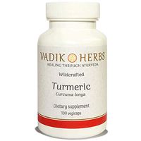 Certified Organic Vadik Herbs Turmeric Root (Curcuma Longa) Powder 100 Vegicaps | Cleanses The Blood, Promotes Healthy Skin, Joint Support, Dietary Supplement, Extra Strength