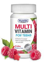 YUM-V's Complete Multivitamin and Multimineral Jellies (Gummies) for Teens w/ Extra Biotin, Berry Flavor (60 Ct); Chewable Daily Dietary Supplement, Vegan, Kosher, Halal, Gluten Free