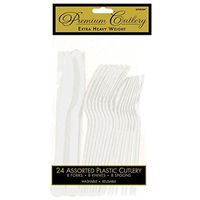 Premium Heavy Weight Assorted Cutlery | Clear | Pack of 24 | Party Supply