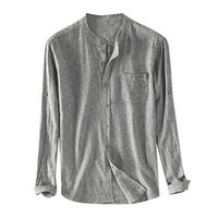 Shirt for Men, Basic Mens Cotton Long Sleeve V-Neck T-Shirt Comfortable Casual Tops Tees Dark Gray