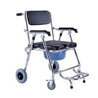 Toilet Wheelchair, Commode Mobile Chair,Toilet Chair,with Wheeled Seat,Foldable,with 4 Brakes, Shower Transport Chair, for Elderly Disabled Person