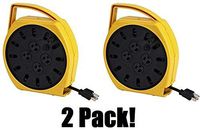 Alert Stamping 6000-25G Portable Wind Up Multi-Plug Extension Cord Reel - Quantity 2