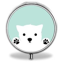 Dog Pill Case, Round Stainless Drug Organizer Container Medicine Cover for Pocket Daily&Weekly
