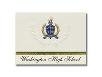 Signature Announcements Washington High School (South Bend, IN) Graduation Announcements, Presidential style, Elite package of 25 with Gold & Blue Metallic Foil seal