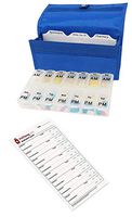 Twice-a-Day Weekly Pill Organizer with Travel Pill Case and Organizer Cards (Blue)