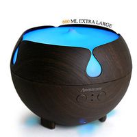 Aromacare Large Essential Oil Aroma Diffuser 600ML, Aromatherapy Cool Mist Humidifier, Ultra Quiet- Globe- Wood Grain- Filter Free-Last Overnight