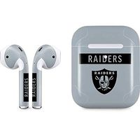 Skinit Decal Audio Skin for Apple AirPods with Wireless Charging Case - Officially Licensed NFL Oakland Raiders Silver Performance Series Design