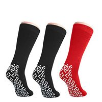 Pack of 3 Pairs - XXXL Non-Skid Bariatric Extra Wide Slipper Socks for People with Swollen feet Diabetes & Edema (2 Black 1 Red)