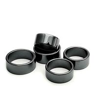 Morchic Hematite Stone Flat Band Rings for Womens Mens Unisex, Anxiety Balance Root Chakra 10mm Thick (Pack of 5 Pcs Mixed Size)