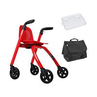 Rolling Walkers Walker, Elderly Disabled, Auxiliary Walker, Anti-Skid, Walker, Power-Assisted Armrest, Four-Wheeled, Cart (Color : Red, Size : 582682cm)