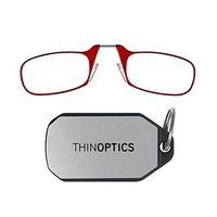ThinOptics Reading Glasses + Keychain Case | Red Frame, 2.50 Strength Readers